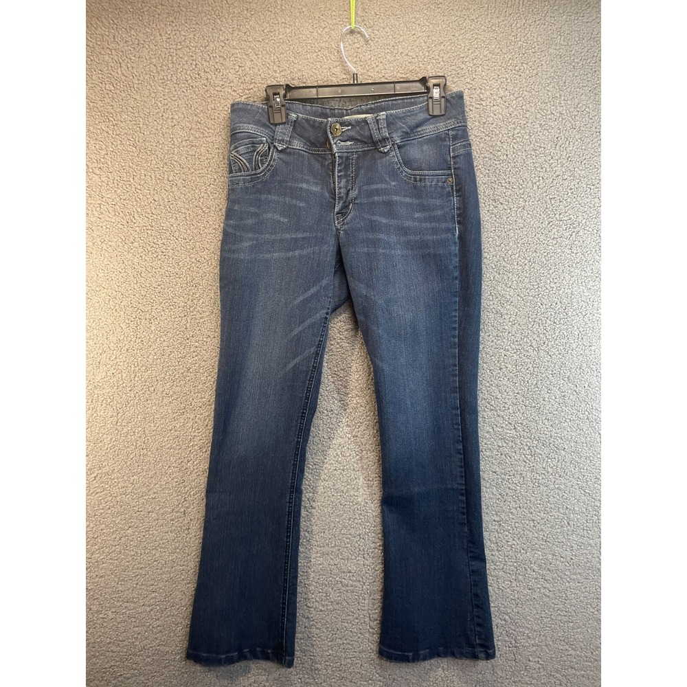 Componix Jeans Womens Blue Denim Double Button Tapered Distressed Casual Size 10